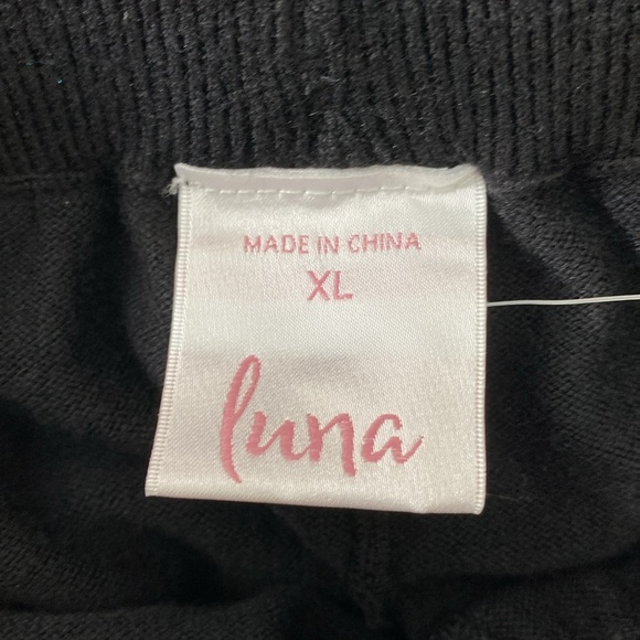 Luna Soft Black Wide Leg Pants Women’s Sz XL Pull On Cozy Drawstring Lounge - Picture 9 of 14